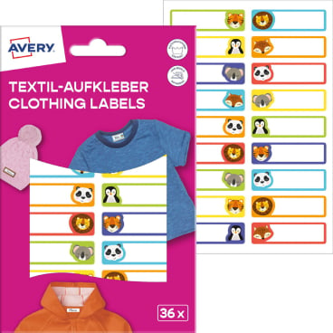 Textilaufkleber 45x13mm 36 Stück Motiv Tiere Textilaufkleber 45x13mm 36 Stück Motiv Tiere - Bild-Darstellung des Produktes 1