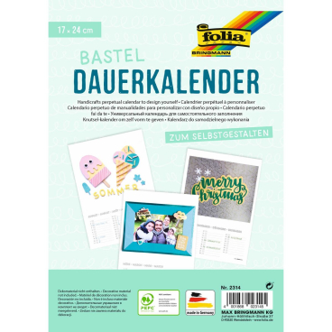 Bastelkalender - 17 x 24 cm weiß 13 Blatt + 1 zusätzliches Deckblatt Bastelkalender - 17 x 24 cm weiß 13 Blatt + 1 zusätzliches Deckblatt - Bild-Darstellung des Produktes 1