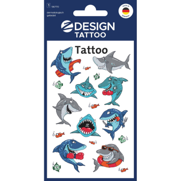 Tattoos 76x120mm bunt 1 Bogen Motiv Haie Tattoos 76x120mm bunt 1 Bogen Motiv Haie - Bild-Darstellung des Produktes 1