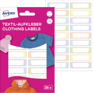 Textilaufkleber 45x13mm 36 Stück Motiv pastell Textilaufkleber 45x13mm 36 Stück Motiv pastell - Bild-Darstellung des Produktes 1