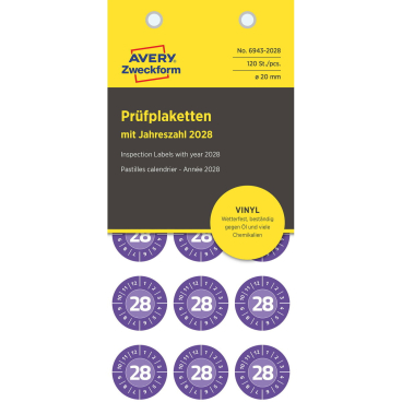 Prüfplaketten 2027 Vinyl 20mm 120 Stück Prüfplaketten 2027 Vinyl 20mm 120 Stück - Bild-Darstellung des Produktes 1