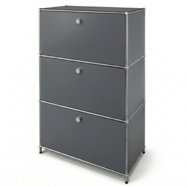 Floordirekt Metallschrank Concept Epure MK-129 - mit 3 verschließbaren Fächern und offener Ablage - Schwarz 75 x 40 x 120 cm Schwarz - Bild-Darstellung des Produktes 1