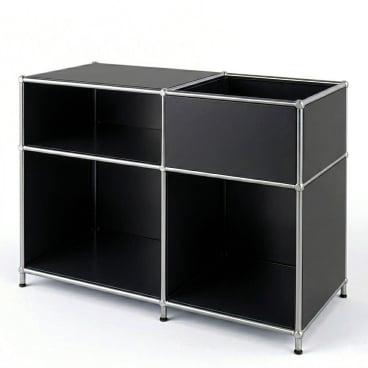 Floordirekt Metallregal Concept Epure MK-030 - mit 3 Ablagen und Stauraumfach - Schwarz 88 x 40 x 65 cm Schwarz - Bild-Darstellung des Produktes 1