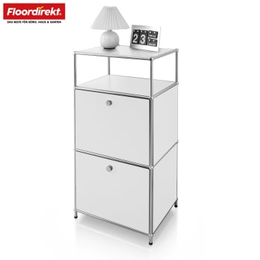 Floordirekt Metallregal Concept Epure MK-120 - mit verschließbaren Fächern und Ablagen - Weiß 50 x 40 x 100 cm Weiß - Bild-Darstellung des Produktes 1