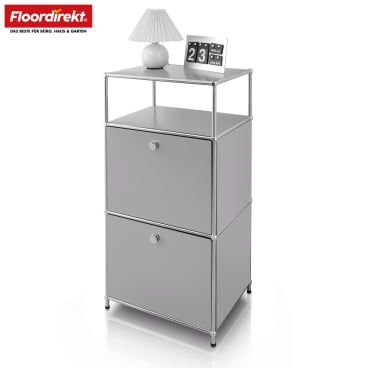 Floordirekt Metallregal Concept Epure MK-120 - mit verschließbaren Fächern und Ablagen - Grau 50 x 40 x 100 cm Grau - Bild-Darstellung des Produktes 1