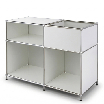 Floordirekt Metallregal Concept Epure MK-030 - mit 3 Ablagen und Stauraumfach - Weiß 88 x 40 x 65 cm Weiß - Bild-Darstellung des Produktes 1