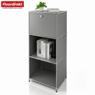 Floordirekt Metallregal Concept Epure MK-107 - mit verschließbarem Fach und Ablagen - Grau 50 x 40 x 121 cm Grau - Bild-Darstellung des Produktes 1