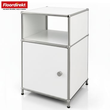 Floordirekt Metallregal Concept Epure MK 040 - 3 Etagen Mit Tür und Offener Ablage - Weiß 40 x 40 x 65 cm Weiß - Bild-Darstellung des Produktes 1