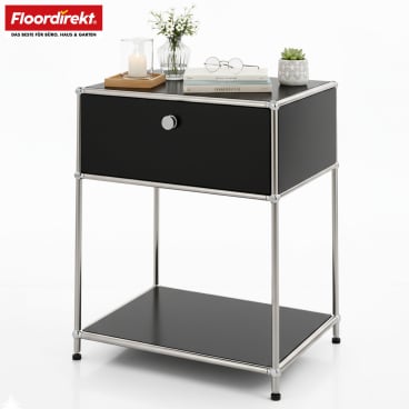 Floordirekt Metallregal Concept Epure MK-139 - mit Schublade und 2 Ablageflächen - Schwarz 50 x 40 x 65 cm Schwarz - Bild-Darstellung des Produktes 1