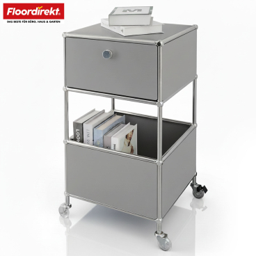 Floordirekt Aufbewahrungsregal Concept Epure MK-145 - mit Schublade und Rollen - Grau 40 x 40 x 69 cm Grau - Bild-Darstellung des Produktes 1