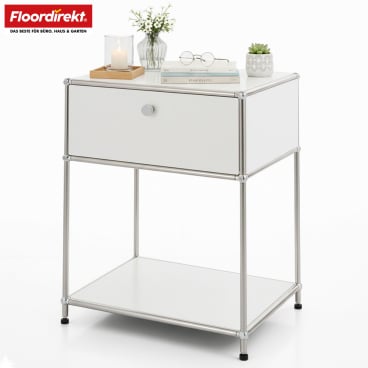 Floordirekt Metallregal Concept Epure MK-139 - mit Schublade und 2 Ablageflächen - Weiß 50 x 40 x 65 cm Weiß - Bild-Darstellung des Produktes 1