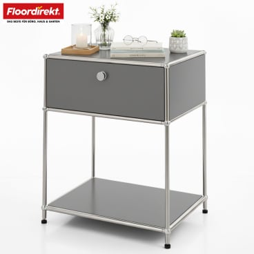 Floordirekt Metallregal Concept Epure MK-139 - mit Schublade und 2 Ablageflächen - Grau 50 x 40 x 65 cm Grau - Bild-Darstellung des Produktes 1