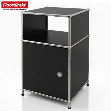 Floordirekt Metallregal Concept Epure MK 040 - 3 Etagen Mit Tür und Offener Ablage - Schwarz 40 x 40 x 65 cm Schwarz - Bild-Darstellung des Produktes 1