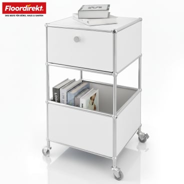 Floordirekt Aufbewahrungsregal Concept Epure MK-145 - mit Schublade und Rollen - Weiß 40 x 40 x 69 cm Weiß - Bild-Darstellung des Produktes 1