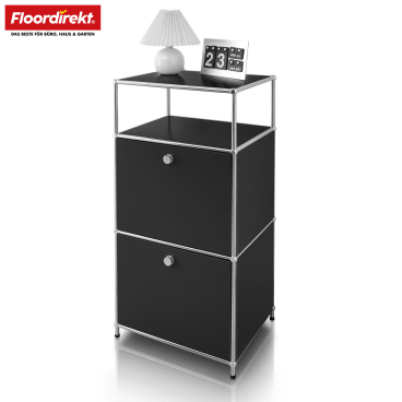 Floordirekt Metallregal Concept Epure MK-120 - mit verschließbaren Fächern und Ablagen - Schwarz 50 x 40 x 100 cm Schwarz - Bild-Darstellung des Produktes 1