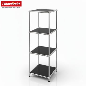 Floordirekt Metallregal Concept Epure MK 005 - 4 Ablagen Offenes Standregal - Schwarz 30 x 30 x 89 cm Schwarz - Bild-Darstellung des Produktes 1