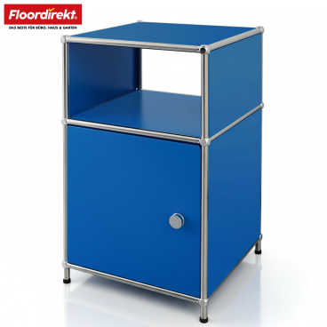 Floordirekt Metallregal Concept Epure MK 040 - 3 Etagen Mit Tür und Offener Ablage - Blau 40 x 40 x 65 cm Blau - Bild-Darstellung des Produktes 1