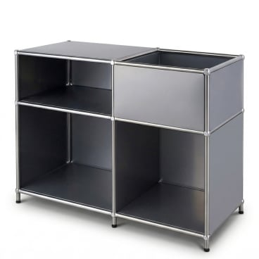 Floordirekt Metallregal Concept Epure MK-030 - mit 3 Ablagen und Stauraumfach - Grau 88 x 40 x 65 cm Grau - Bild-Darstellung des Produktes 1