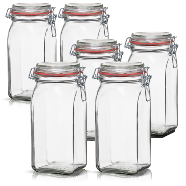 BigDean 6er Set Vorratsgläser 1,5L - Einmachgläser mit Deckel & Bügelverschluss Einmachglas - Bild-Darstellung des Produktes 1