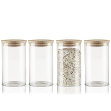 BigDean 4er Set Vorratsgläser mit Deckel aus Bambus - 1,1L Vorratsglas - Bild-Darstellung des Produktes 1
