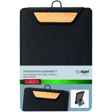 Speisekarten-Klemmbrett für DIN A5 recyc. PET grau/Bambus Speisekarten-Klemmbrett für DIN A5 recyc. PET grau/Bambus - Bild-Darstellung des Produktes 1