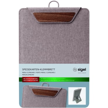 Speisekarten-Klemmbrett für DIN A5 recyc. PET hellgrau/Walnussholz Speisekarten-Klemmbrett für DIN A5 recyc. PET hellgrau/Walnussholz - Bild-Darstellung des Produktes 1