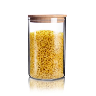 BigDean Vorratsglas 1,1L mit Bambus-Deckel - 10 x 17 cm Vorratsglas - Bild-Darstellung des Produktes 1