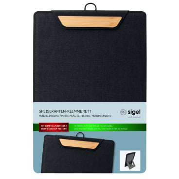 Speisekarten-Klemmbrett für DIN A4 recyc. PET grau/Bambus Speisekarten-Klemmbrett für DIN A4 recyc. PET grau/Bambus - Bild-Darstellung des Produktes 1