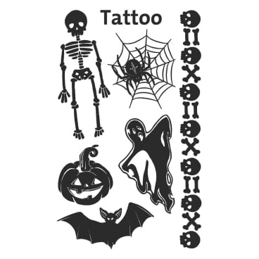 Tattoos 76x120mm bunt 1 Bogen Motiv Grusel Tattoos 76x120mm bunt 1 Bogen Motiv Grusel - Bild-Darstellung des Produktes 1