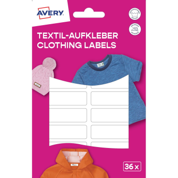 Textilaufkleber 45x13mm 36 Stück Motiv weiß Textilaufkleber 45x13mm 36 Stück Motiv weiß - Bild-Darstellung des Produktes 1
