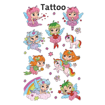 Tattoos 76x120mm bunt 1 Bogen Motiv Feen Tattoos 76x120mm bunt 1 Bogen Motiv Feen - Bild-Darstellung des Produktes 1