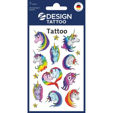 Tattoos 76x120mm bunt 1 Bogen Motiv Einhorn Tattoos 76x120mm bunt 1 Bogen Motiv Einhorn - Bild-Darstellung des Produktes 1