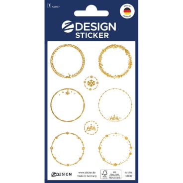 Sticker Weihnachten Papier geprägt 1 Bogen Motiv Oval Sticker Weihnachten Papier geprägt 1 Bogen Motiv Oval - Bild-Darstellung des Produktes 1
