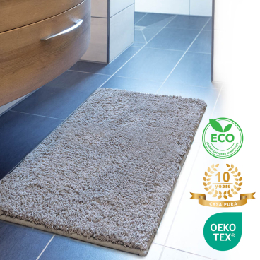 Floordirekt Badematte Sky - Extra weiche Mikrofaser Rutschhemmend - Silbergrau 60 x 100 cm Silbergrau 60 x 100 cm - Bild-Darstellung des Produktes 1