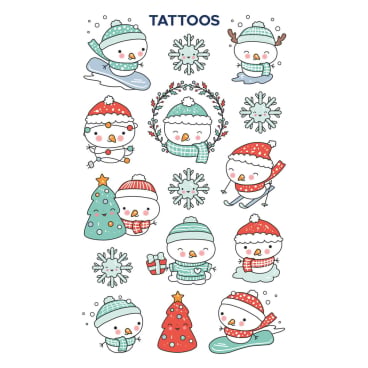 Tattoos 76x120mm bunt 1 Bogen Motiv Xmas Schneemann Tattoos 76x120mm bunt 1 Bogen Motiv Xmas Schneemann - Bild-Darstellung des Produktes 1