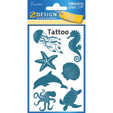 Tattoos 76x120mm bunt 1 Bogen Motiv Sealife Tattoos 76x120mm bunt 1 Bogen Motiv Sealife - Bild-Darstellung des Produktes 1