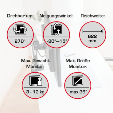 Monitorarm Premium schwarz Monitorarm Premium schwarz - Bild-Darstellung des Produktes 1