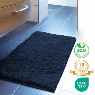 Floordirekt Badematte Sky - Extra weiche Mikrofaser Rutschhemmend - Dunkelblau 80 x 150 cm Dunkelblau 80 x 150 cm - Bild-Darstellung des Produktes 1