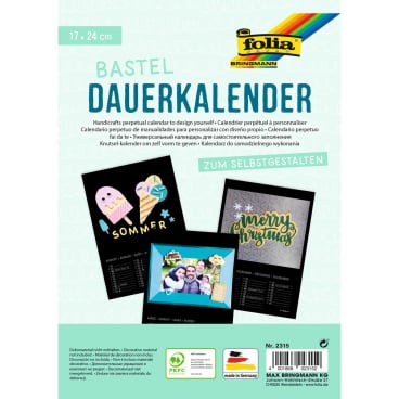 Bastelkalender - 17 x 24 cm schwarz 13 Blatt + 1 zusätzliches Deckblatt Bastelkalender - 17 x 24 cm schwarz 13 Blatt + 1 zusätzliches Deckblatt - Bild-Darstellung des Produktes 1