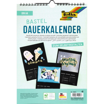 Bastelkalender - A4 blanco schwarz 13 Blatt + 1 zusätzliches Deckblatt Bastelkalender - A4 blanco schwarz 13 Blatt + 1 zusätzliches Deckblatt - Bild-Darstellung des Produktes 1