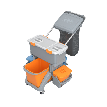 Cleankeeper Moppboxwagen TSMD-0016 inkl. Moppbehälter, 4 Eimer, Halterahmen mit Deckel - Bild-Darstellung des Produktes 1