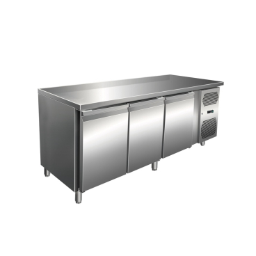 Gastro Edelstahl Kühltisch Kühltheke 3 Türen 231 L -2/+8°C Umluftkühlung Tiefe 600 mm | 3 Türen | 231 L Volumen - Bild-Darstellung des Produktes 1