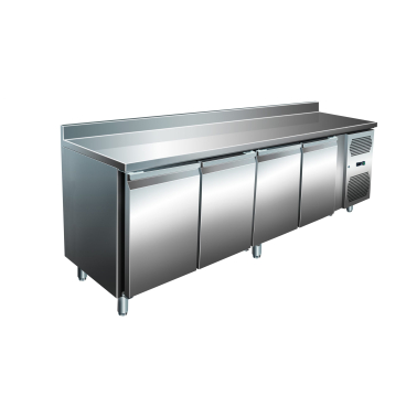 Gastro Edelstahl Kühltisch Kühltheke 4 Türen 616 L -2/+8°C Aufkantung Tiefe 700 mm | 4 Türen | 616 L Volumen | Aufkantung - Bild-Darstellung des Produktes 1
