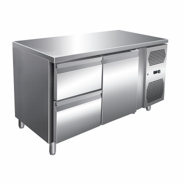 Gastro Edelstahl Kühltisch Kühltheke 1 Tür / 2 Schubladen 314 L -2/+8°C Tiefe 700 mm | 1 Tür | 2 Schubladen | 314 L Volumen - Bild-Darstellung des Produktes 1
