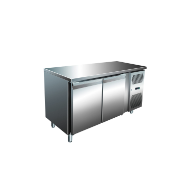 Gastro Edelstahl Kühltisch Kühltheke 2 Türen 314 L -2/+8°C Umluftkühlung Tiefe 700 mm | 2 Türen | 314 L Volumen - Bild-Darstellung des Produktes 1