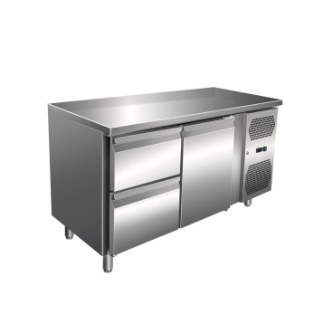 Gastro Edelstahl Kühltisch Kühltheke 1 Tür / 2 Schubladen 115 L -2/+8°C Tiefe 600 mm | 1 Tür | 2 Schubladen | 115 L Volumen - Bild-Darstellung des Produktes 1