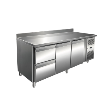 Edelstahl Kühltisch Kühltheke 2 Schubladen/ 2 Türen 231 L -2/+8°C Aufkantung Tiefe 600 mm | 2 Türen | 2 Schubladen | 231 L Volumen | Aufkantung - Bild-Darstellung des Produktes 1