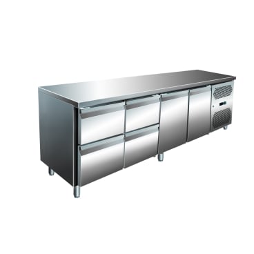 Gastro Edelstahl Kühltisch Kühltheke 2 Türen / 4 Schubladen 616 L -2/+8°C Tiefe 700 mm | 2 Türen | 4 Schubladen | 616 L Volumen - Bild-Darstellung des Produktes 1