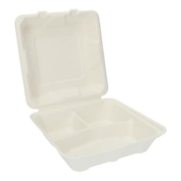 Verive Menübox Bagasse, 3-geteilt, 23,6 x 22,9 x 8,5 cm, 1100 ml 1 Packung = 25 Stück - Bild-Darstellung des Produktes 1