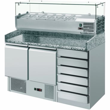 cookmax Pizzatisch GN 1/1 2 Türen 6 Schubladen 1 Packung = 1 Stück - Bild-Darstellung des Produktes 1
